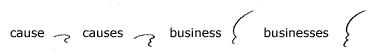 Brief form plurals - causes, businesses