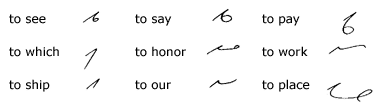 to see, to which, to ship, to say, to honor, to our, to pay, to work, to place